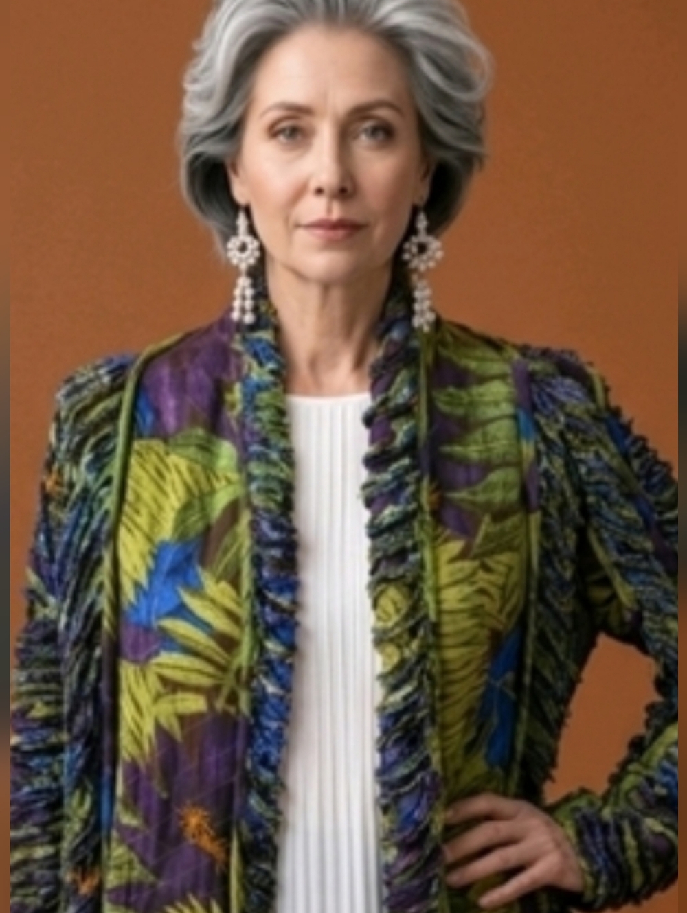 Vibrant Multicolor Chenile Textured Cardigan Old Money